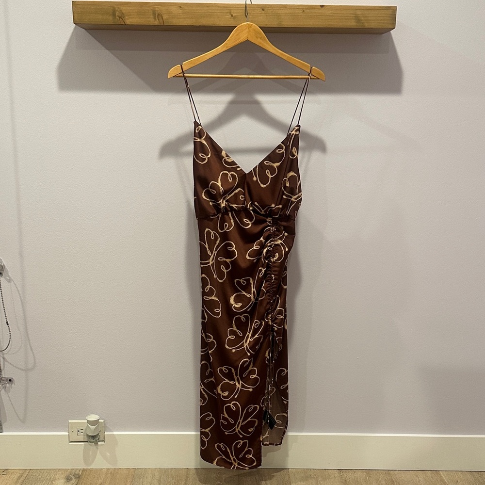 Urban Outfitters Brown Floral Midi Dress